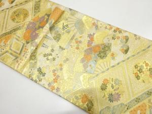 佐賀錦　扇に花・古典柄織り出し　袋帯